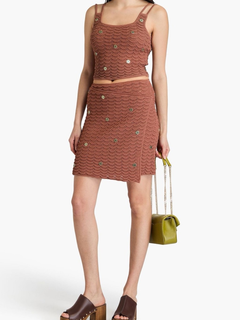 Sandro Gwenly Embellished Crochet Mini Skirt size 38